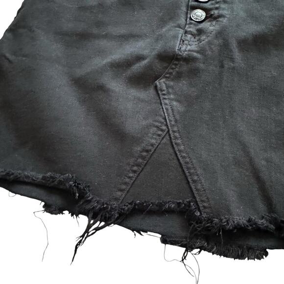 Vervet Denim Skirt Womens Large Black Distressed Button Fly Frayed Hem Jean Mini - Picture 4 of 12